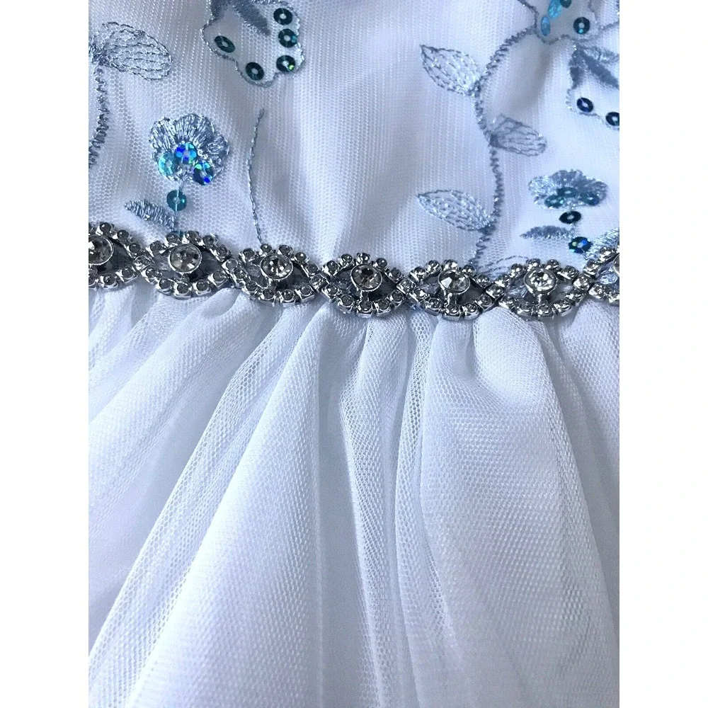 Purple Rose Baby‎ Sequined Mesh Jewel Sash Dress – White, 18M